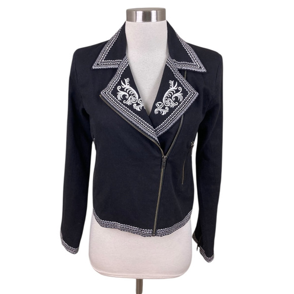 Zadig & Voltaire Black Embroidered Zip Jacket Size XS Statement - Picture 1 of 4